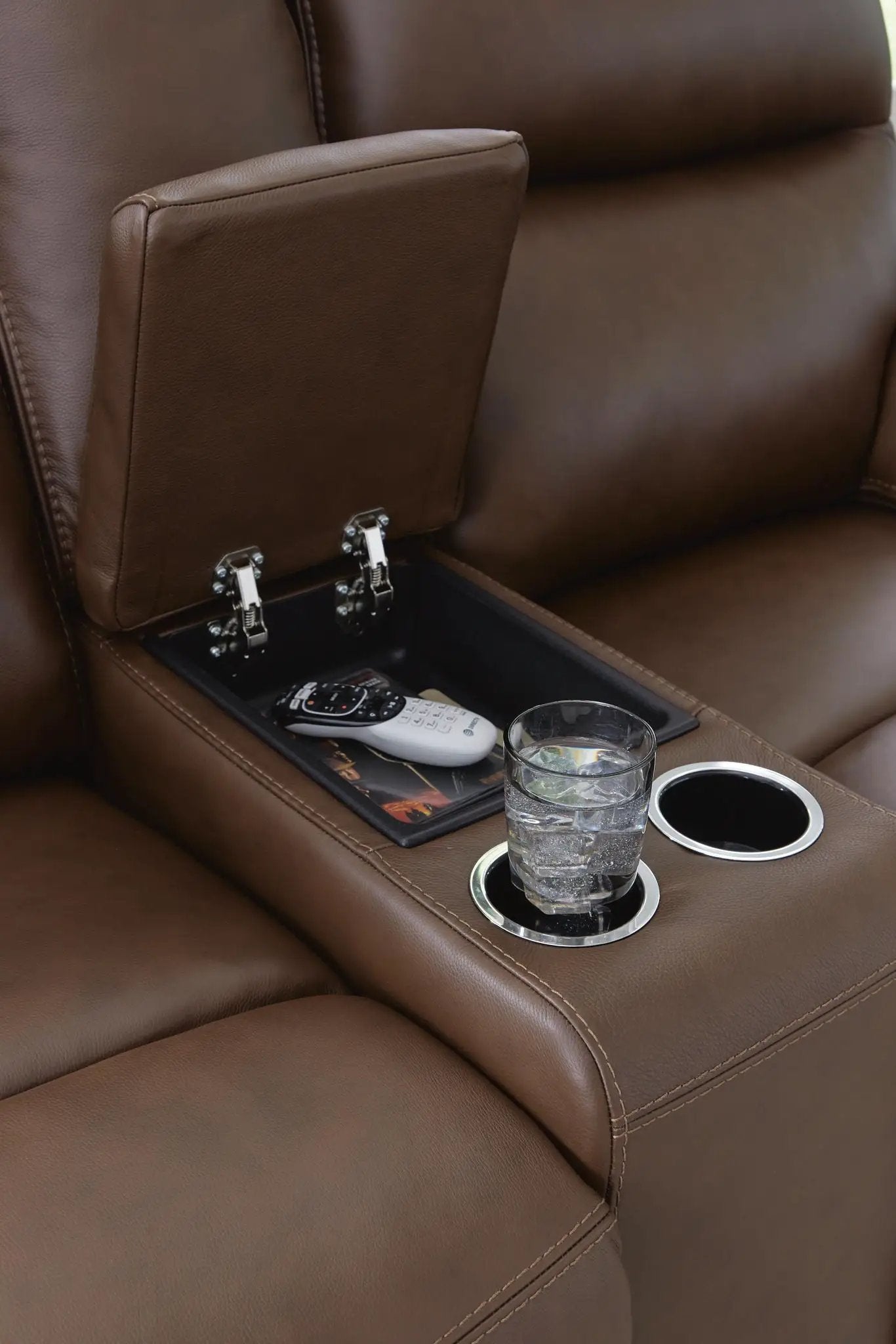 Vonryan - Power Reclining Loveseat With Console / Adj Headrest - Tobacco by Unique Piece Furniture