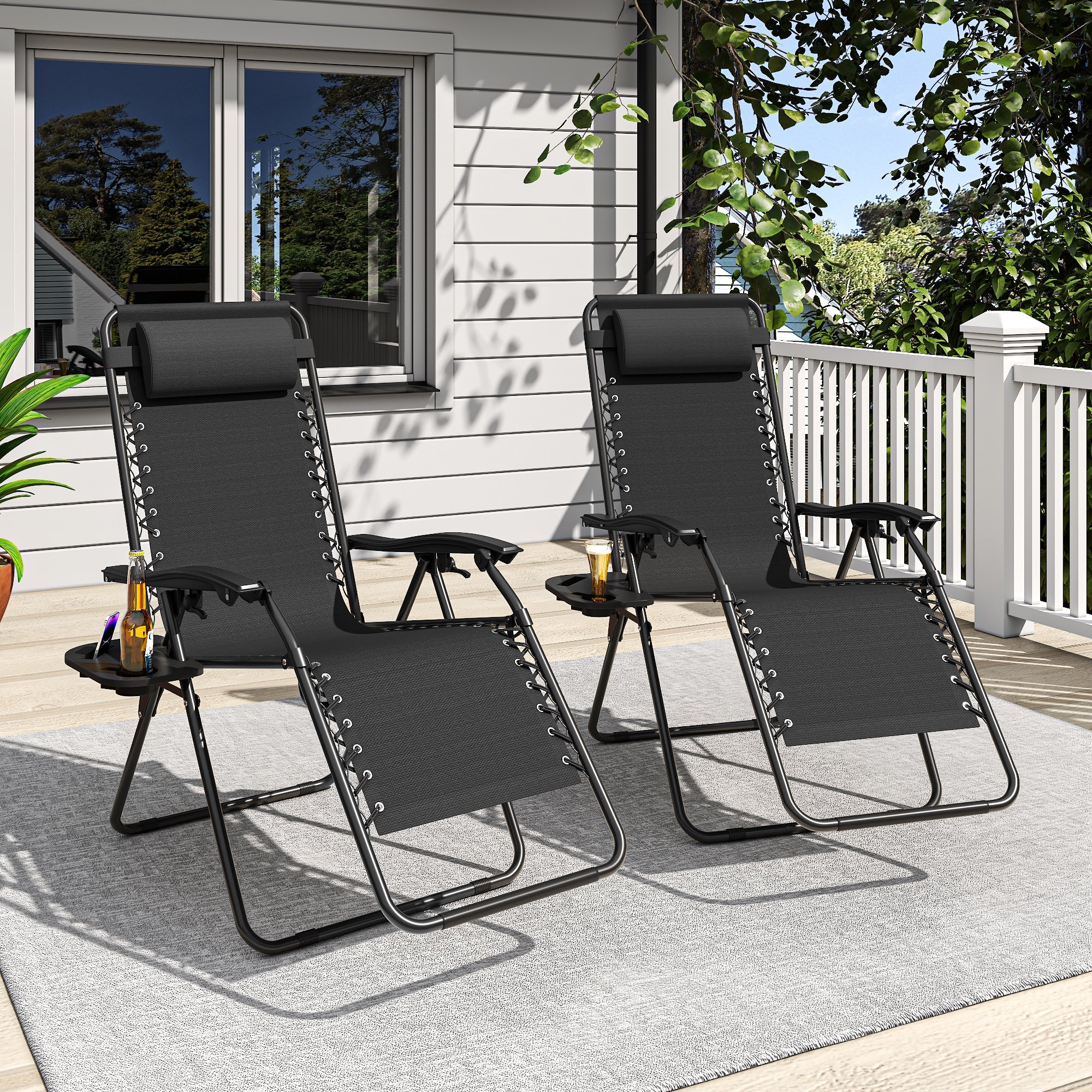 Zero Gravity Folding Lounge Chair with Headrest & Removable Tray by HouseOfZazla