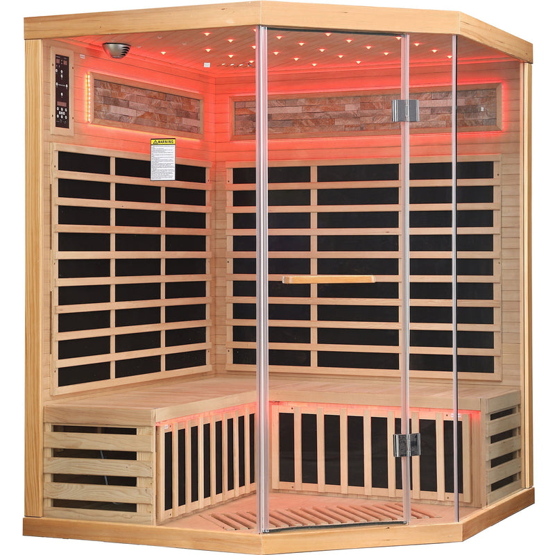 Pentagonal Sauna Room With Carbon Heating Plates - American White Oak by HouseOfZazla