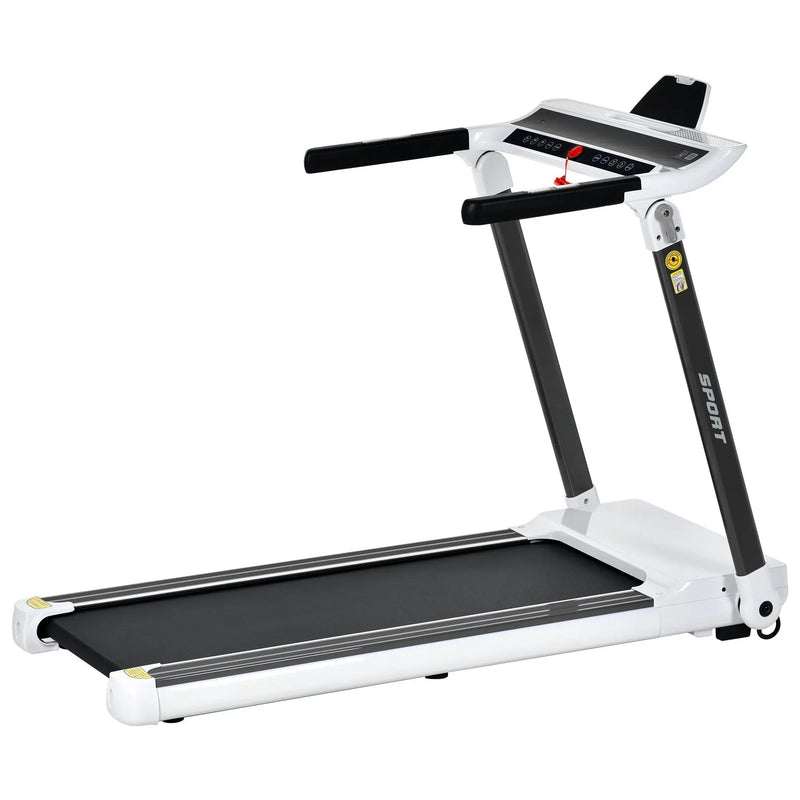 Portable Compact Treadmill, Electric Motorized 3.5Hp, 14Km / H, Medium Running Machine Motorised Gym 330Lbs, Foldable For Home Gym Fitness Workout Jogging Walking, Bluetooth Speaker App Fitime - White by HouseOfZazla