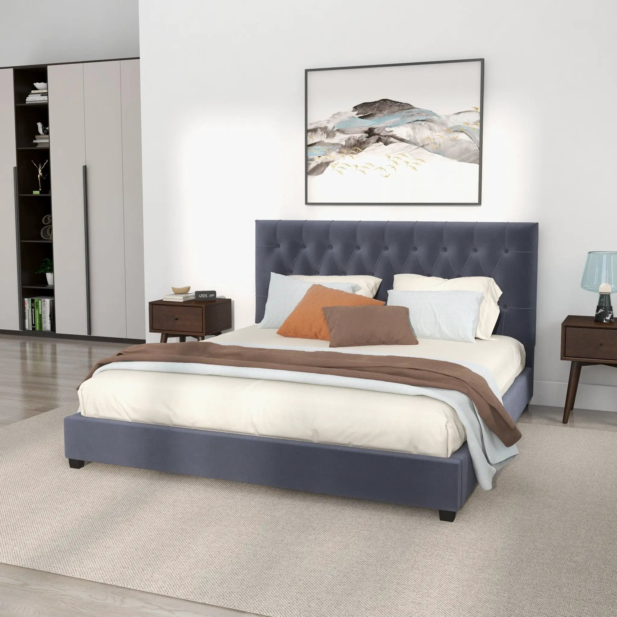 Donald - Mid-Century Modern Upholstered Platform Bed by Unique Piece Furniture
