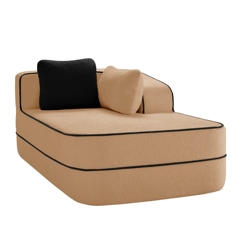 Elysees Right Chaise Sofa W/Pillows Teddy Fabric -Camel by HouseOfZazla