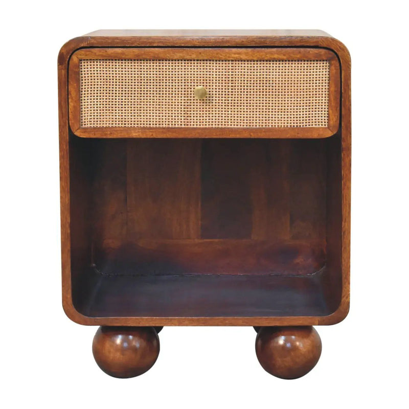 Open Woven Bedside Table, 1 Drawer - Chestnut by HouseOfZazla