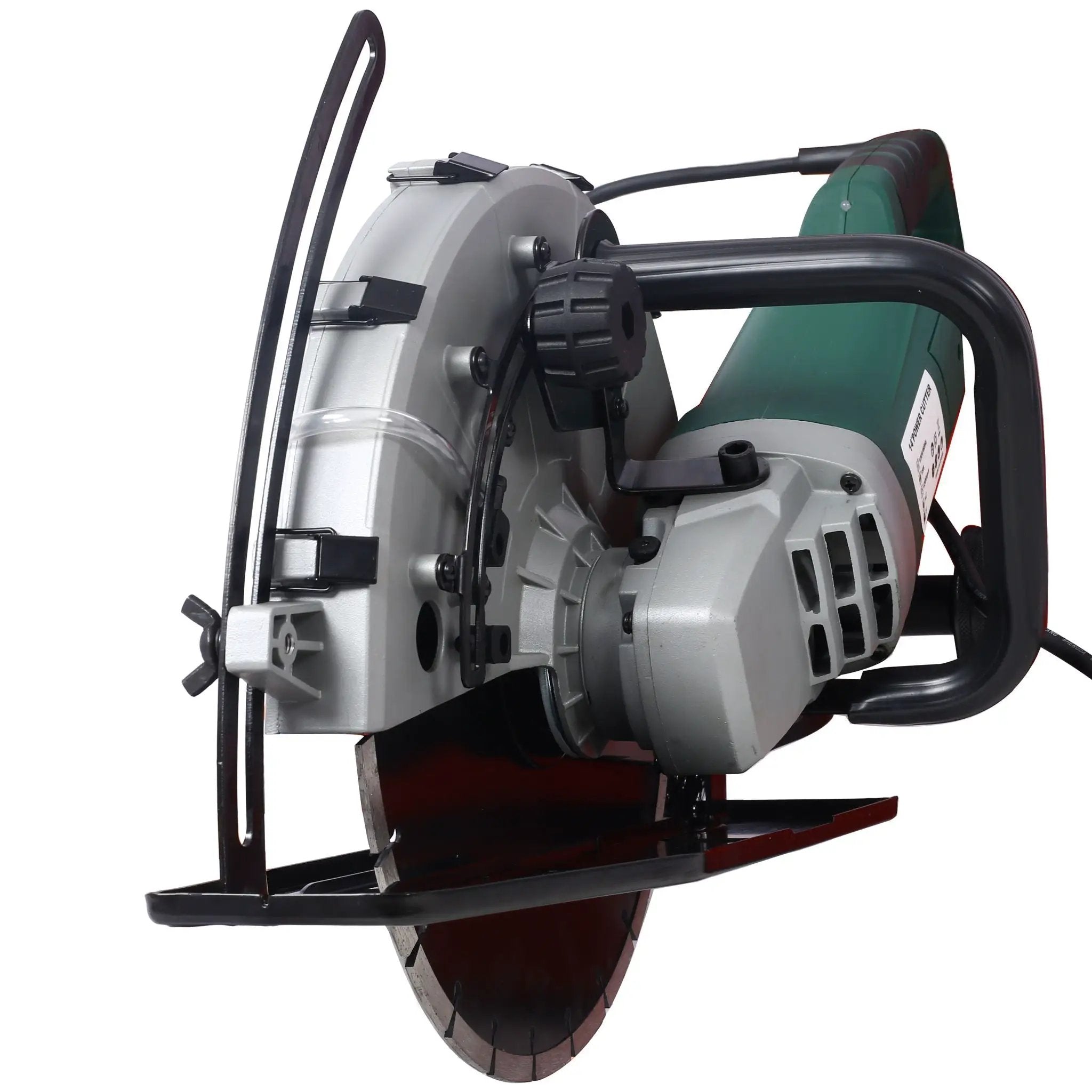 Portable Electric Corded Circular Concrete Saw 14" Wet / Dry Cutter 2600W Green Steel With Water Line & Guide Roller - Green by HouseOfZazla