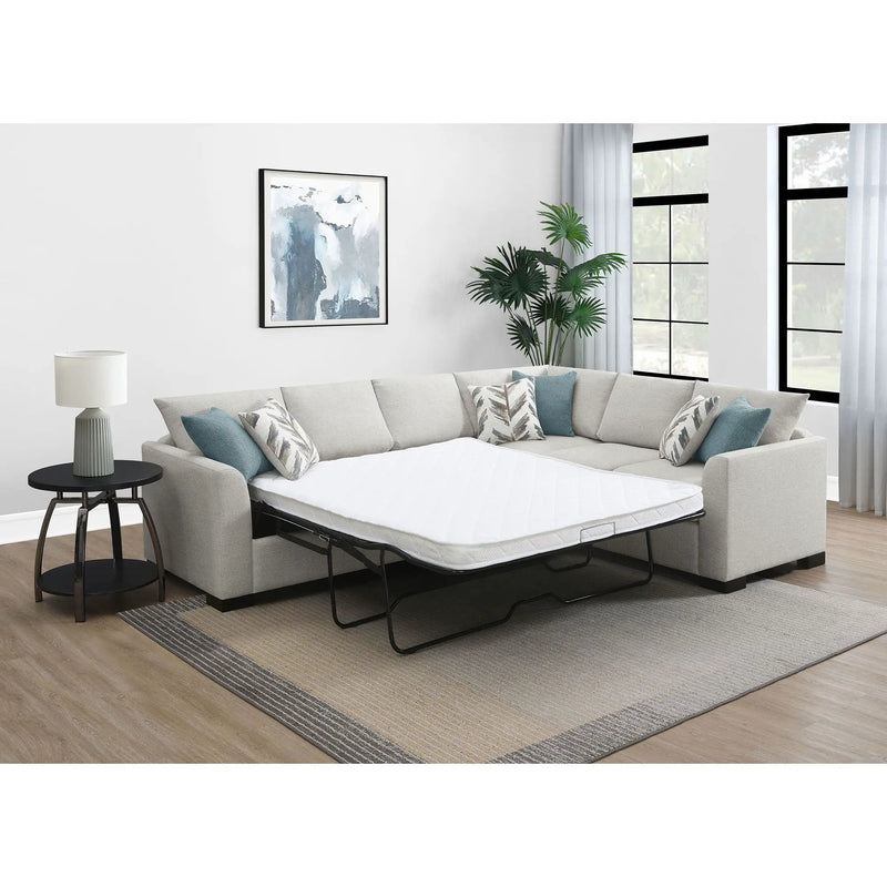 Radison - Upholstered Sectional Sofa With Hidden Sleeper - Greige by HouseOfZazla