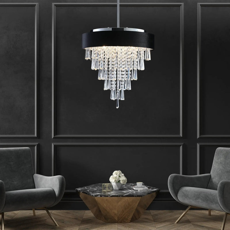18-inch Modern Crystal Chandelier with Black Velvet Shade by HouseOfZazla