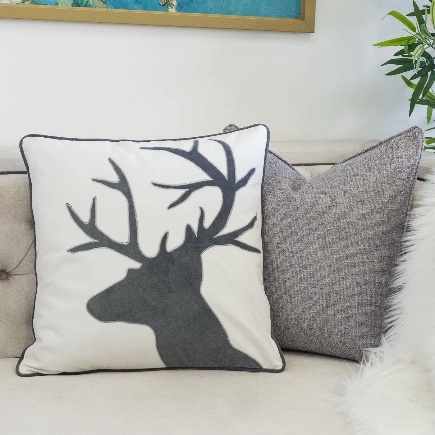 Holiday Reindeer Velvet Accent Pillow 20x20 by HouseOfZazla