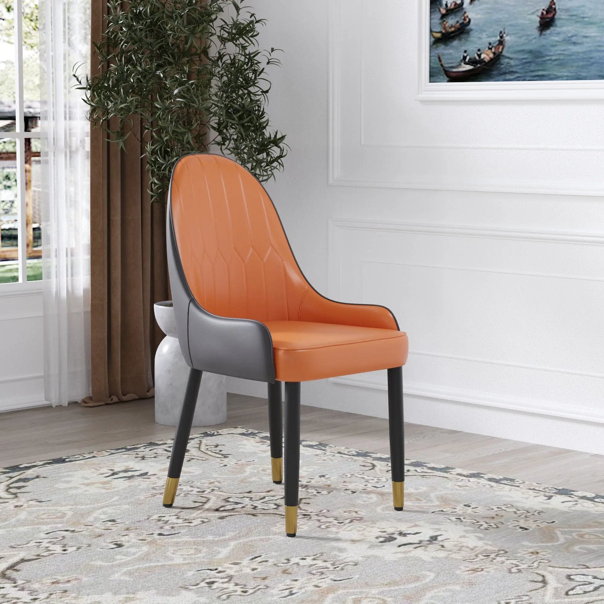 Modern Sponge-Filled Dining Chair, Solid Wood Metal Legs, Suitable For Restaurants, Living Rooms And Rooms (Set of 2) by Unique Piece Furniture