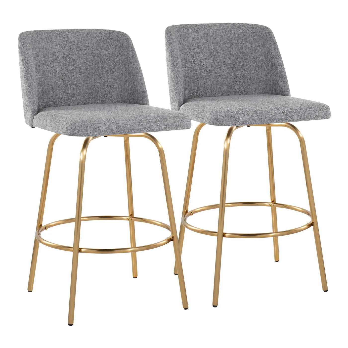 Toriano - Contemporary, Fixed Height Counter Stool With Swivel With Round Footrest (Set of 2) by HouseOfZazla