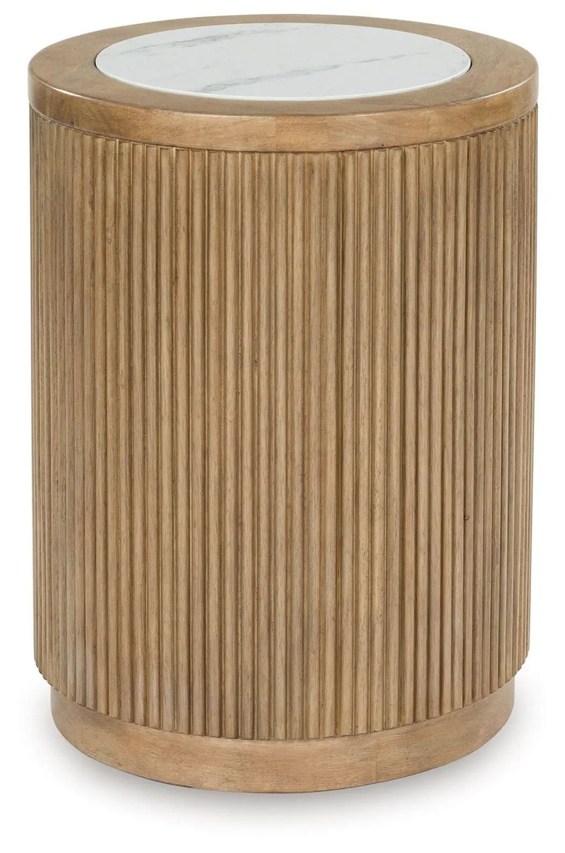 Camdill - Round End Table - Light Brown / White by Unique Piece Furniture