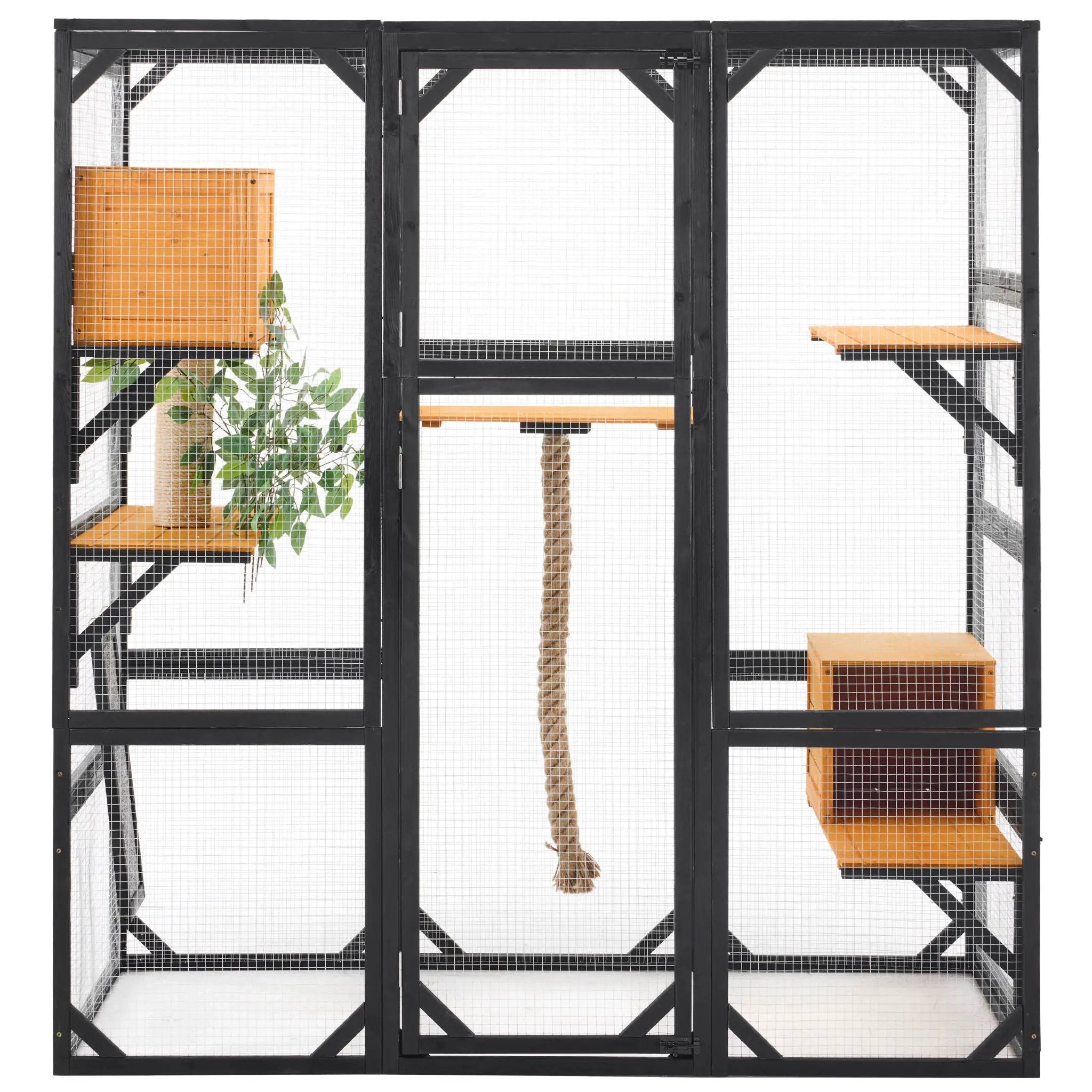 Outdoor Cat House, Diy Cat Enclosure Catio With Double Enter Doors by HouseOfZazla