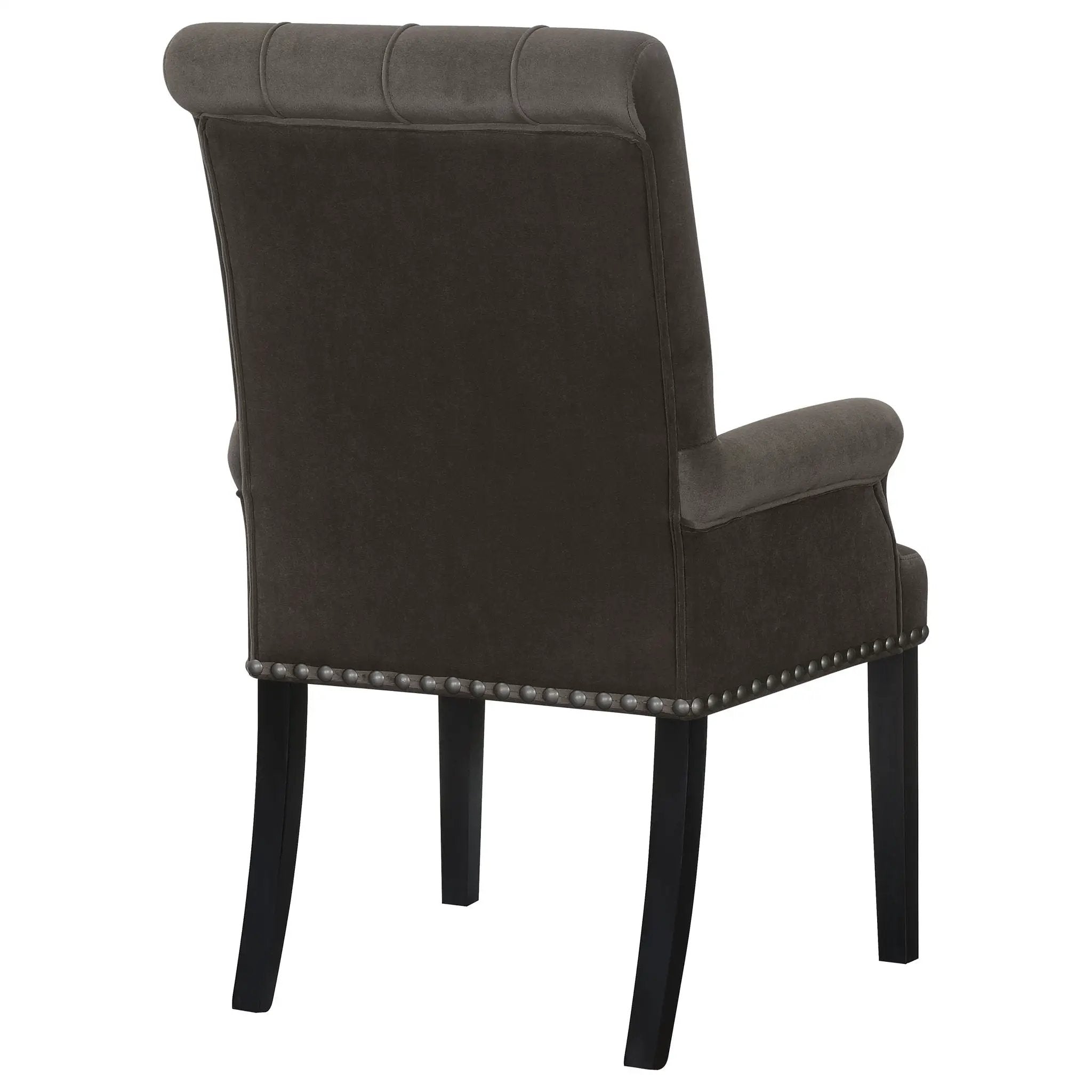 Alana Velvet Upholstered Dining Arm Chair Brown by Unique Piece Furniture