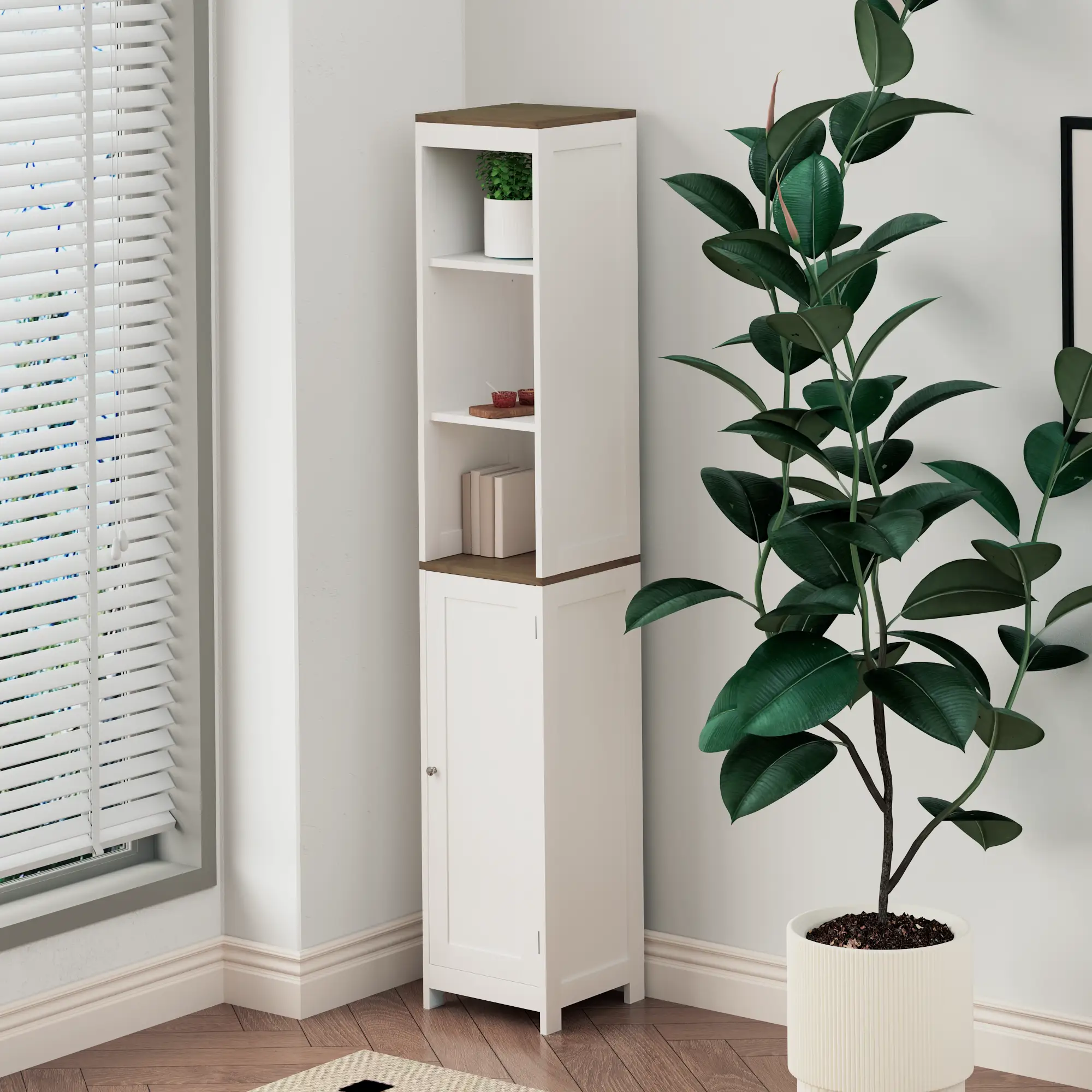 Tall Bathroom Storage Cabinet with Reversible Door by HouseOfZazla