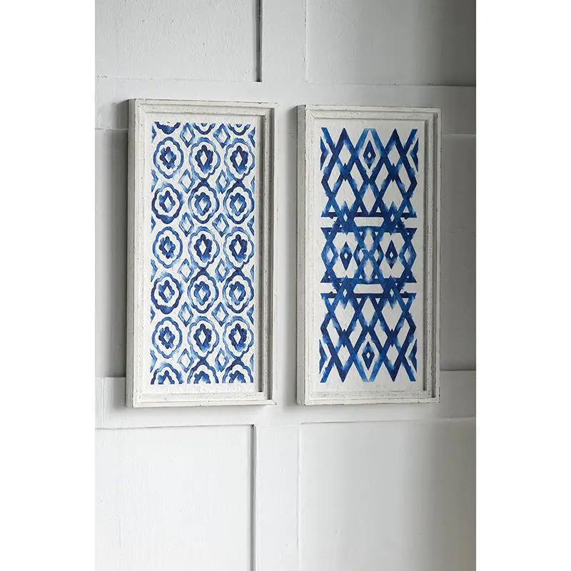 Hanging Sculptures, Modern Wall Art Decor (Set of 2) - White / Blue by Unique Piece Furniture