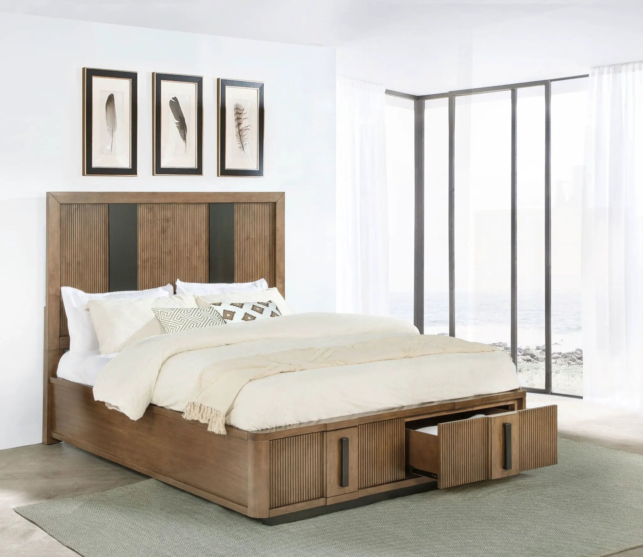 Terrace 2-drawer Eastern King Storage Bed Ash Brown by Unique Piece Furniture