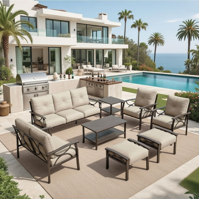 Patio Furniture Set with Coffee Table and Cushions for Backyard by HouseOfZazla