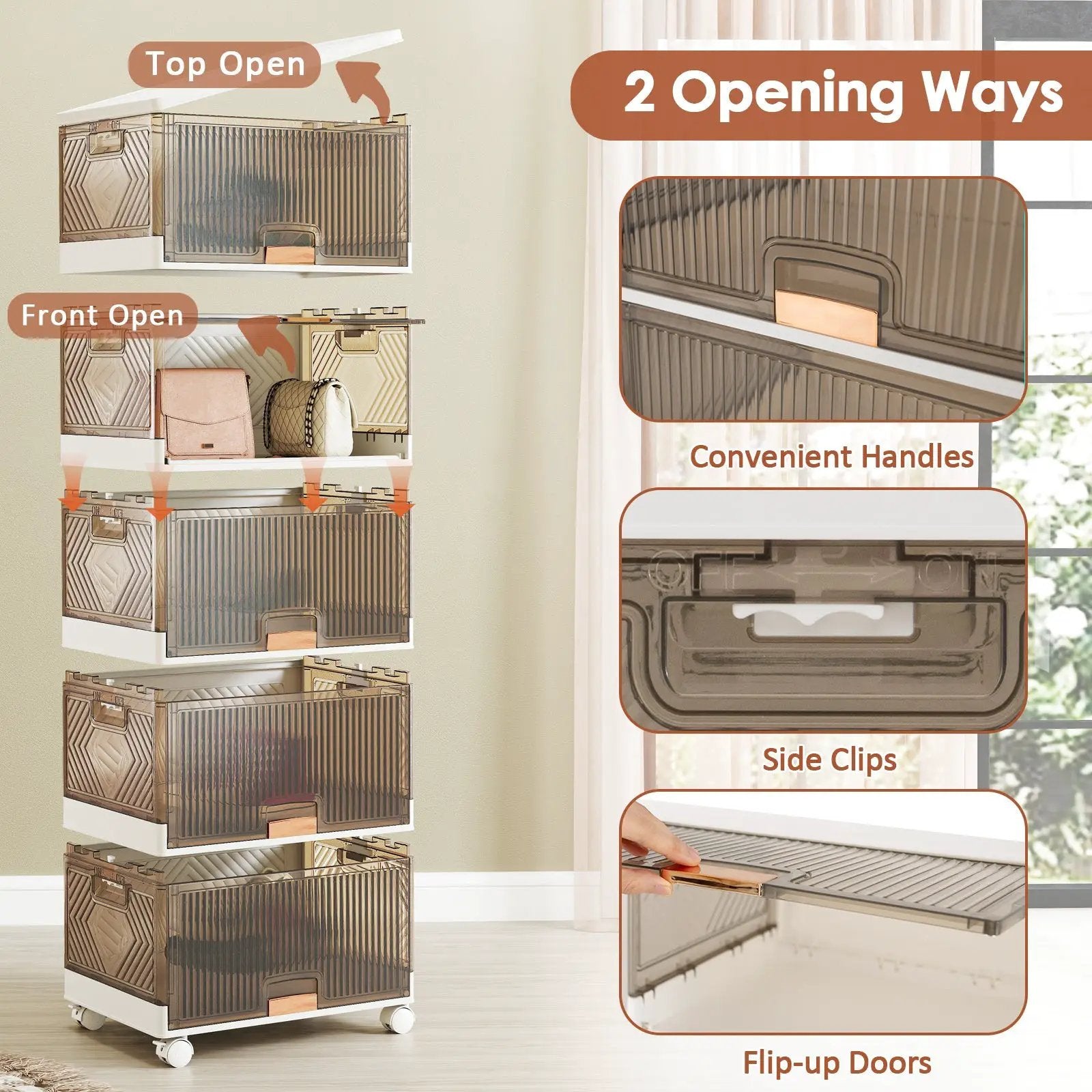3/4/5/6-Cube Stackable Storage Bins with Detachable Wheels by DirectDeals