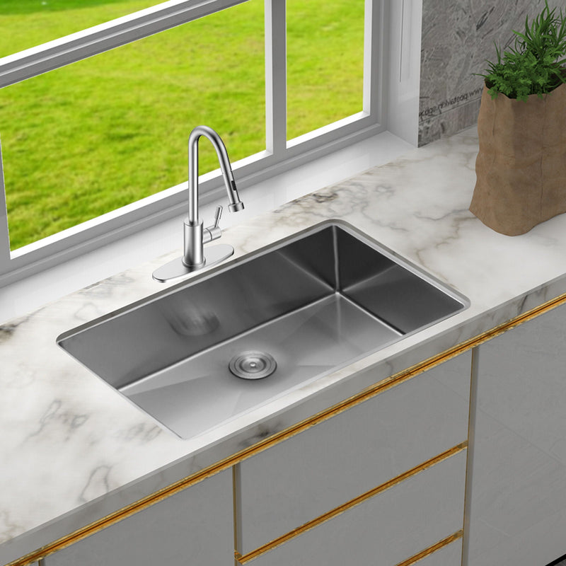 Undermount Stainless Steel Kitchen Sink, Deep Single Bowl Basin by HouseOfZazla