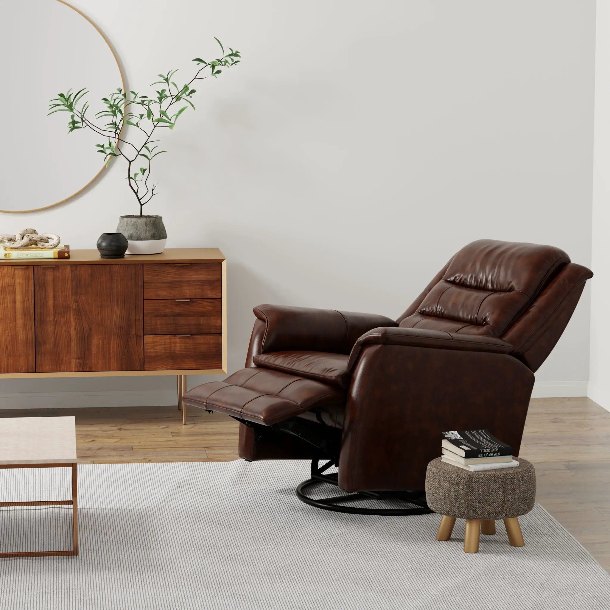 Swivel Recliner With Manual Adjustable Footrest by Unique Piece Furniture