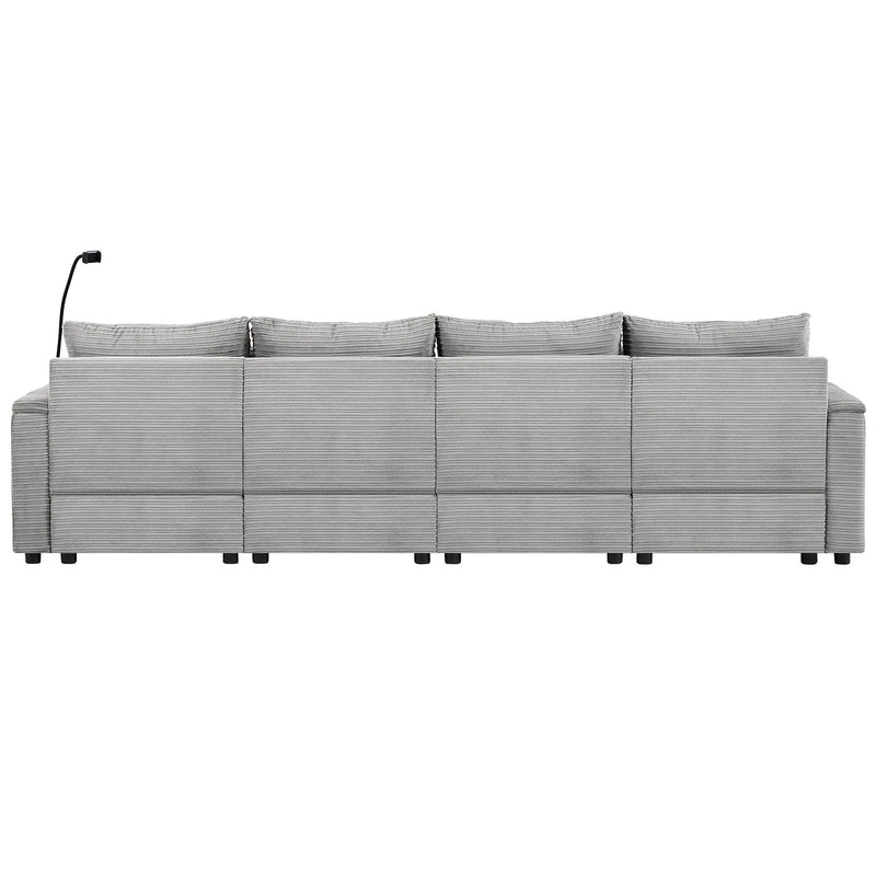 Modern Style Loveseat Sofa Sectional Sofa Couch With Storage Space, A Movable Ottoman, Two USB Ports, Two Cup Holders, A Phone Holder For Living Room by HouseOfZazla