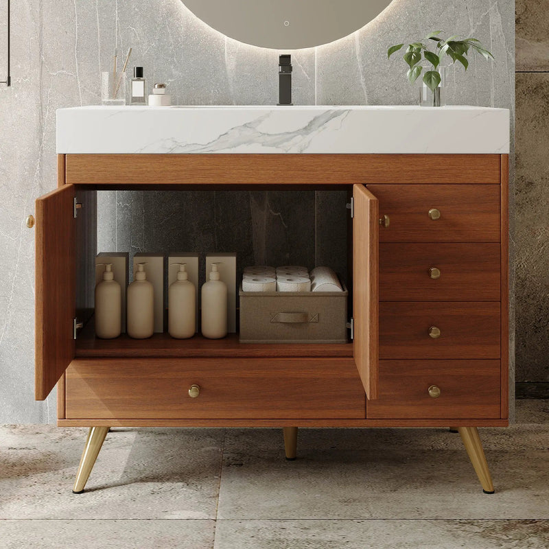 36" Freestanding Bathroom Vanity with Faux Marble Top by HouseOfZazla