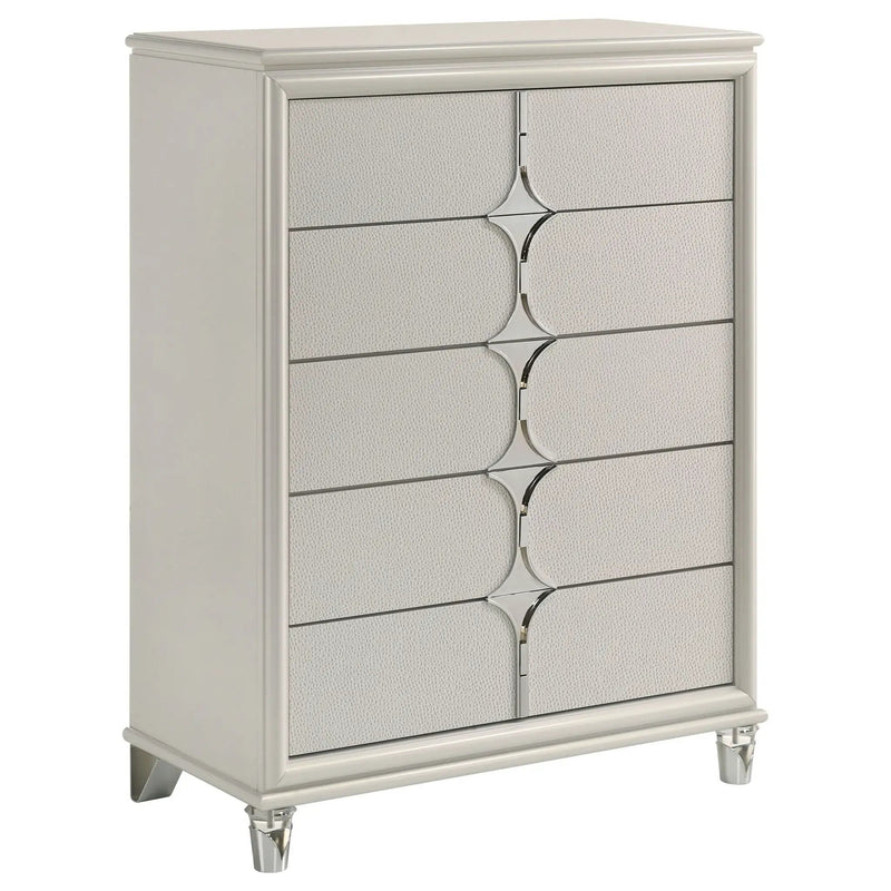 Olivia 5-drawer Bedroom Chest of Drawers Pearl White by Unique Piece Furniture