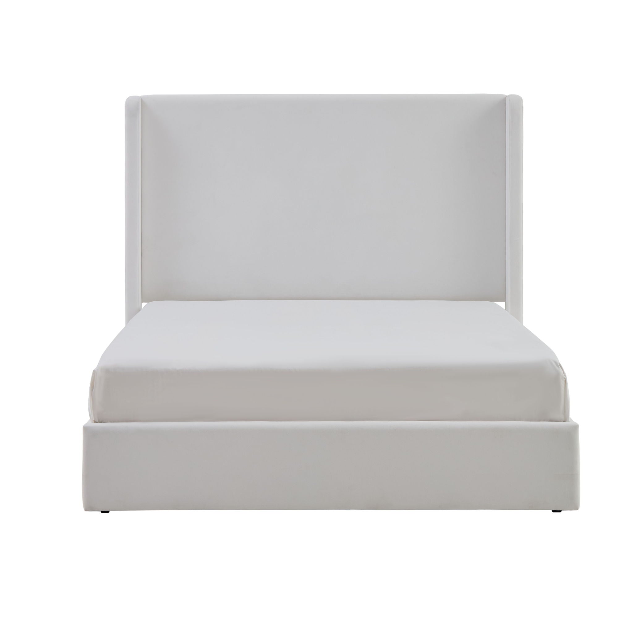 Carmen - King Size Upholstered Wingback Bed - White by HouseOfZazla