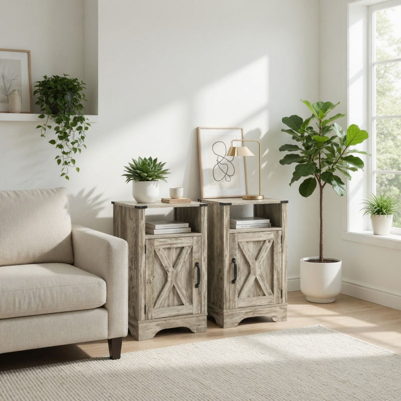 Farmhouse Nightstand, Charging Station & Storage by HouseOfZazla