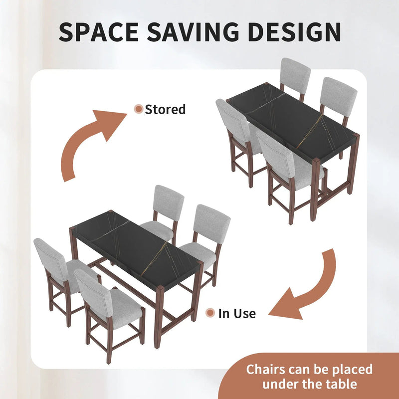 5 Piece Counter Height Dining Set, Bar Table With 4 Upholstered Chairs by Unique Piece Furniture