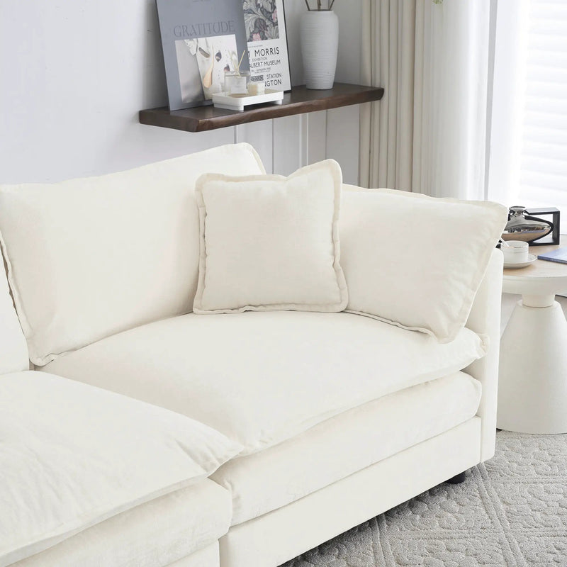 2-Piece White Chenille Sofa Set for Living Room by HouseOfZazla