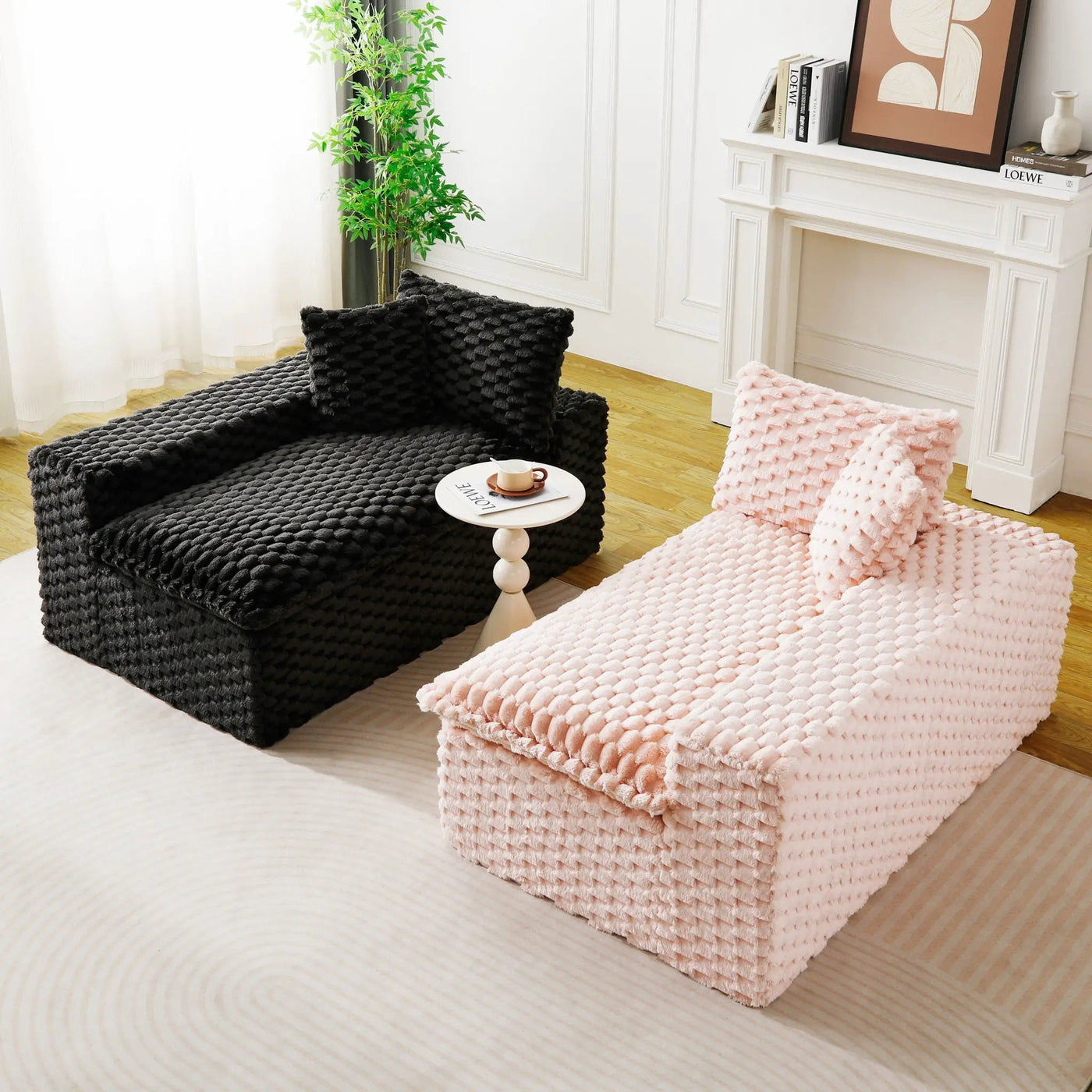 Multifunctional Sofa Pink Black, Fits 4 People by Unique Piece Furniture