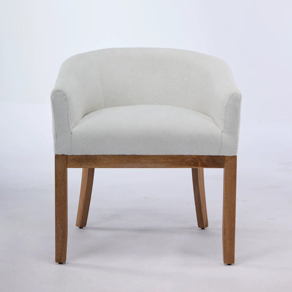 Mid Century Modern Upholstered Barrel Dining Chair with Arms