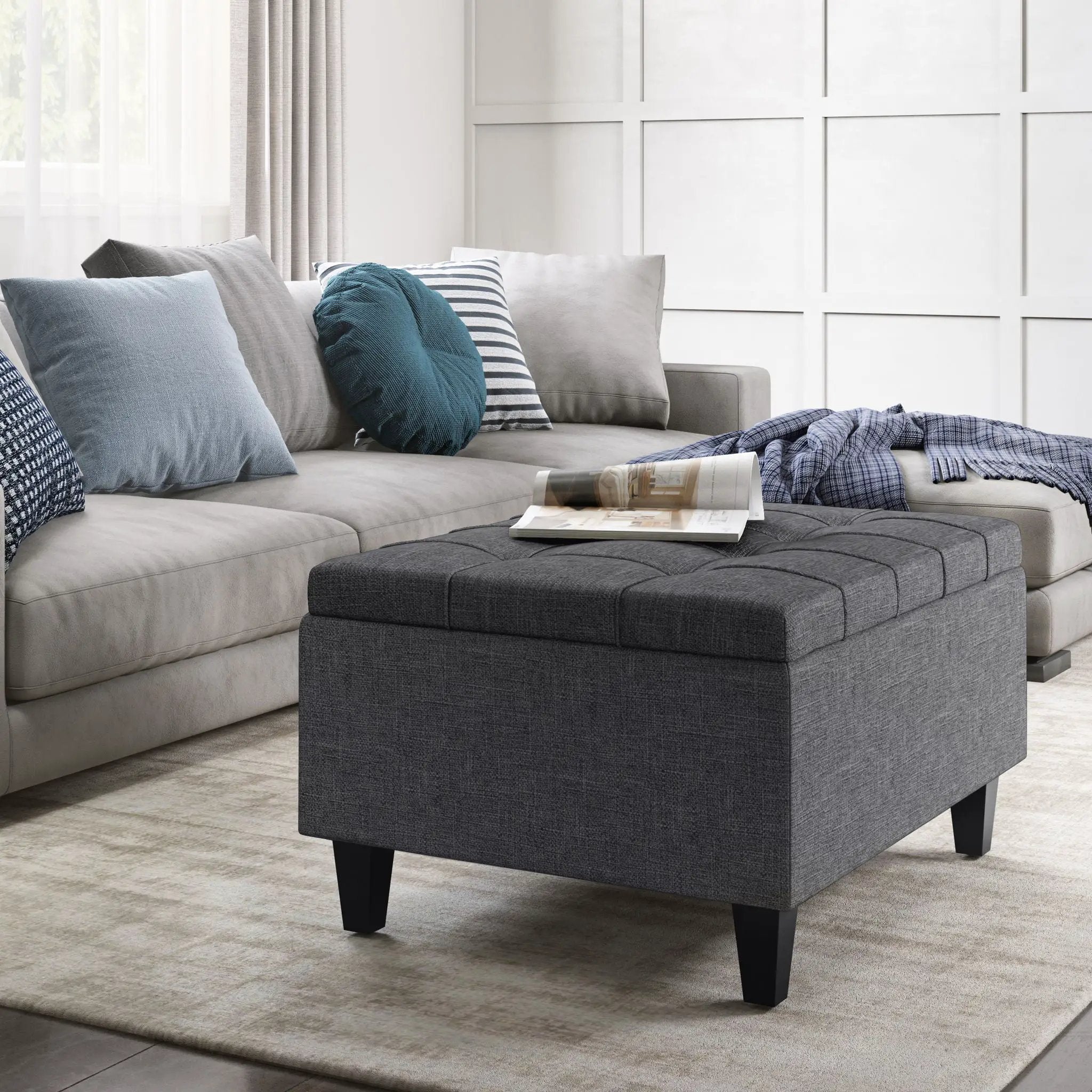Harrison - Upholstered Coffee Table Storage Ottoman by HouseOfZazla