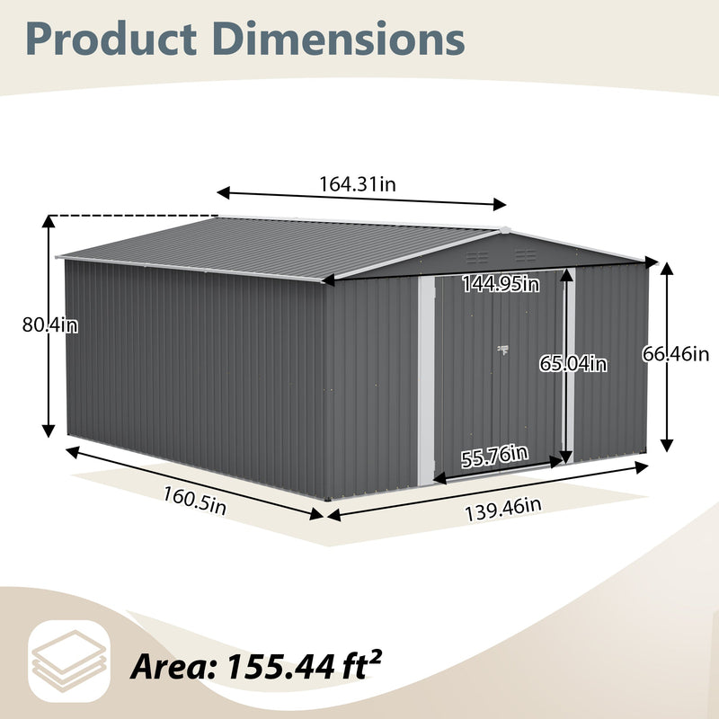 12×14 ft Outdoor Metal Storage Shed by HouseOfZazla