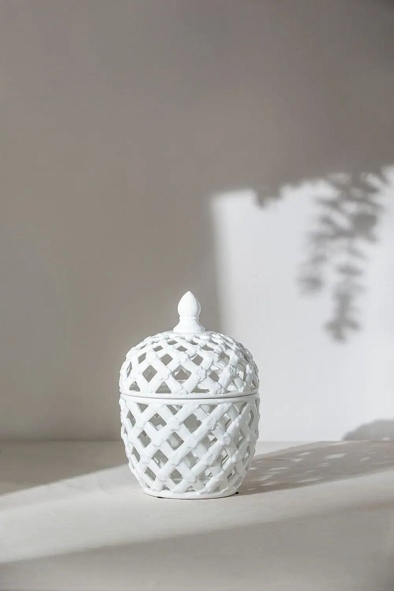 Ballas - Bird Lidded Jar - White by HouseOfZazla