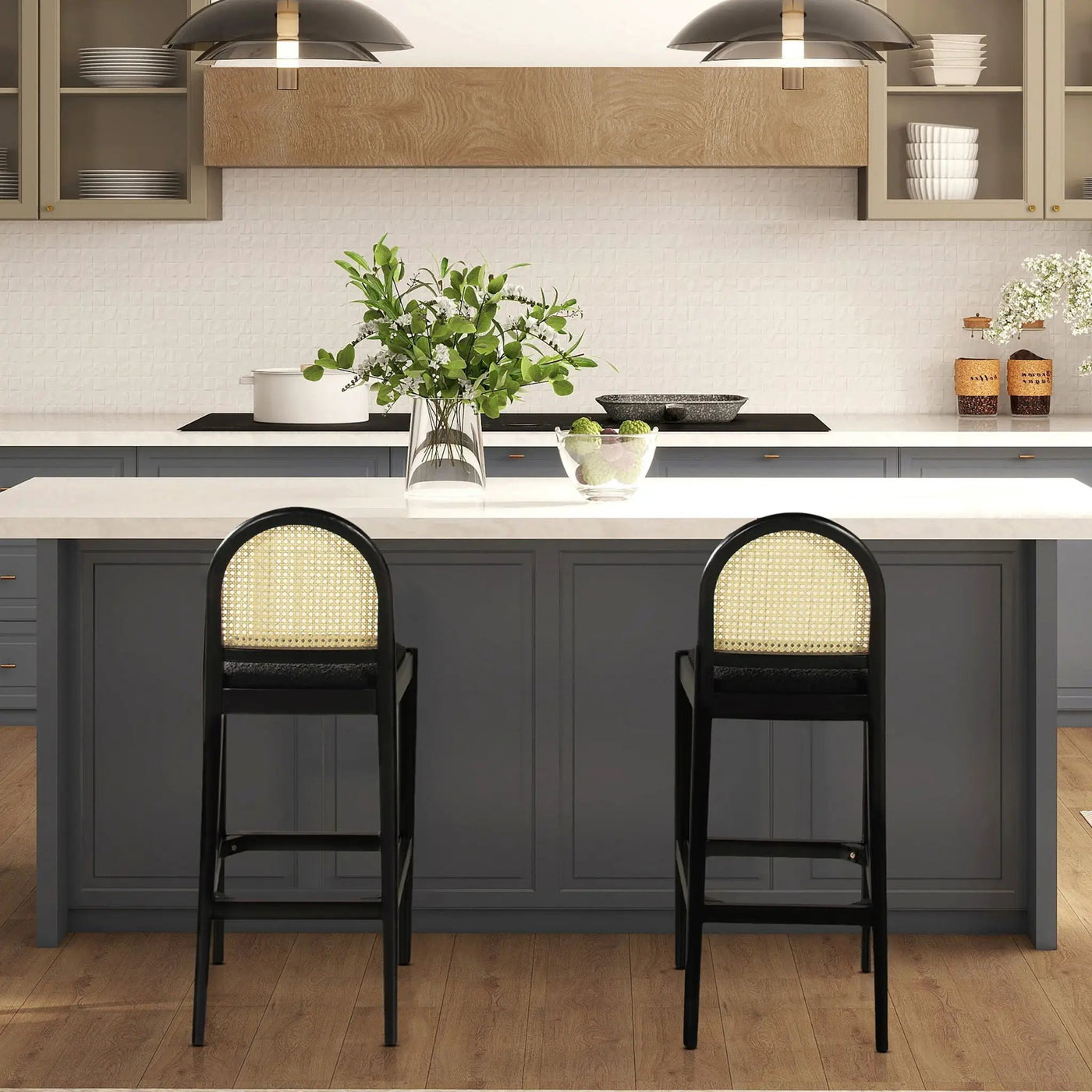 Panama - Curved Back Cane Bar Stool (Set of 2) by Unique Piece Furniture