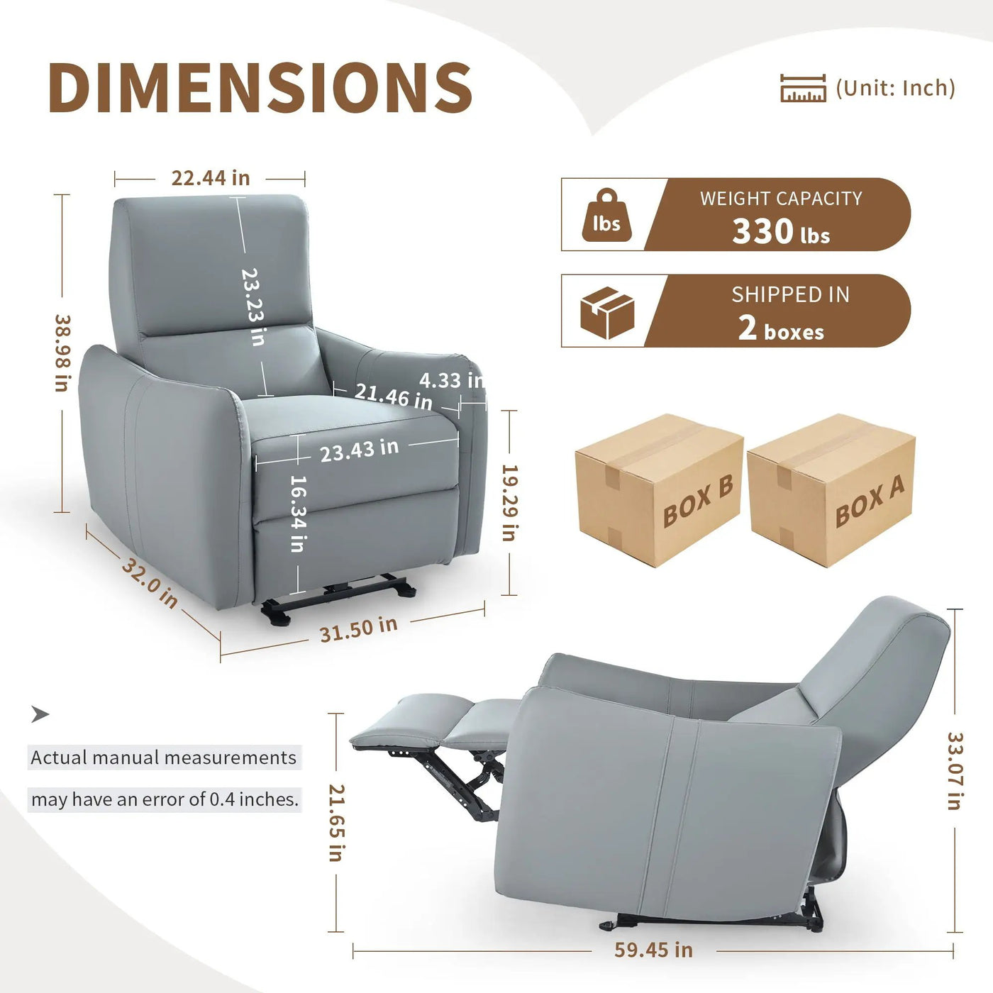 Wall Hugger Power Recliner Chair With USB Port (Type-C) by Unique Piece Furniture
