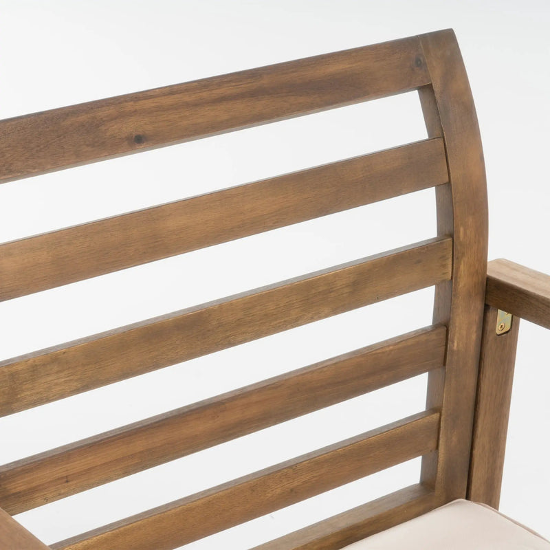 Outdoor Acacia Wood Club Chairs, 2-Piece Set - Natural Stained / White by HouseOfZazla