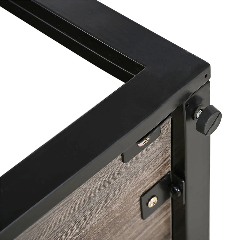 Industrial Style Coffee Table For Bedroom & Living Room With Tempered Glass & Wood Grain - Wood by HouseOfZazla