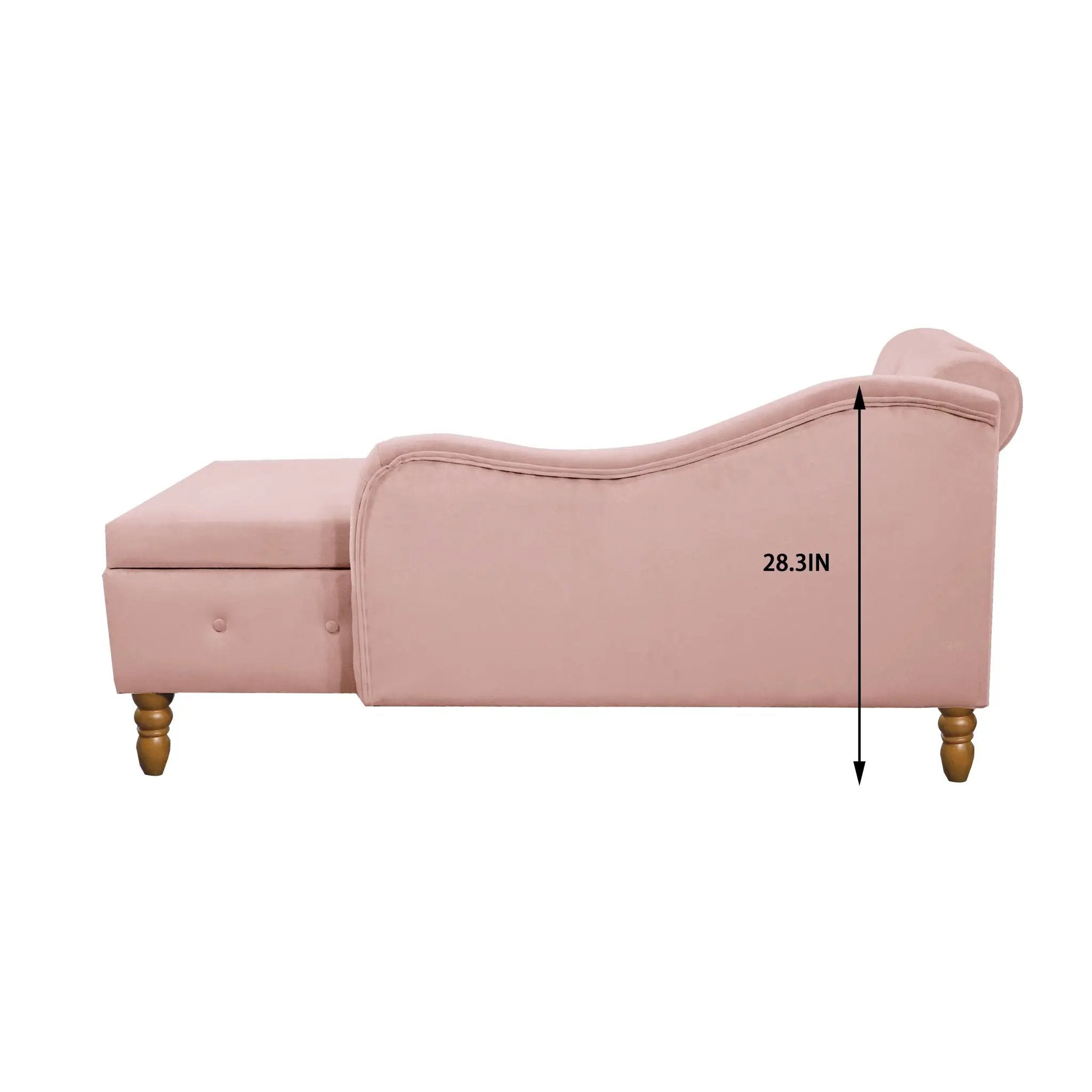 Chaise Lounge Indoor, Lounge Chair For Bedroom With Storage & Pillow, Modern Upholstered Rolled Arm Chase Lounge For Sleeping With Nailhead Trim For Living Room Bedroom Office by HouseOfZazla