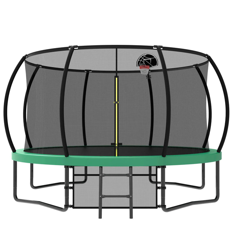 12' Recreational Kids Trampoline With Safety Enclosure Net & Ladder, Outdoor Recreational Trampolines by HouseOfZazla