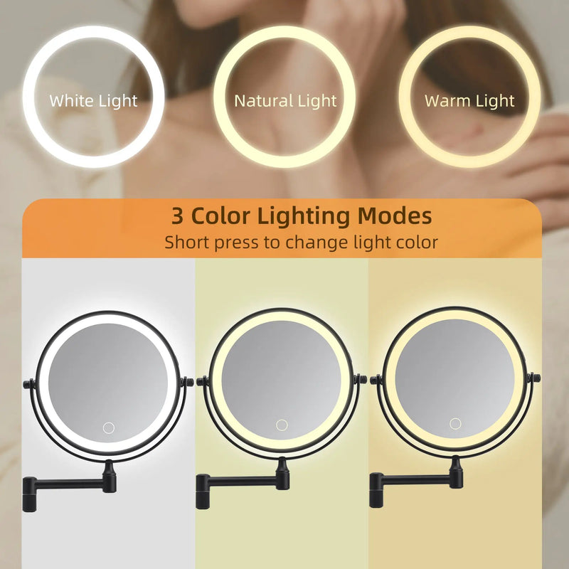 Rechargeable Wall Mounted Makeup Mirror 8'' Magnifying Mirror, photo 7 of 9