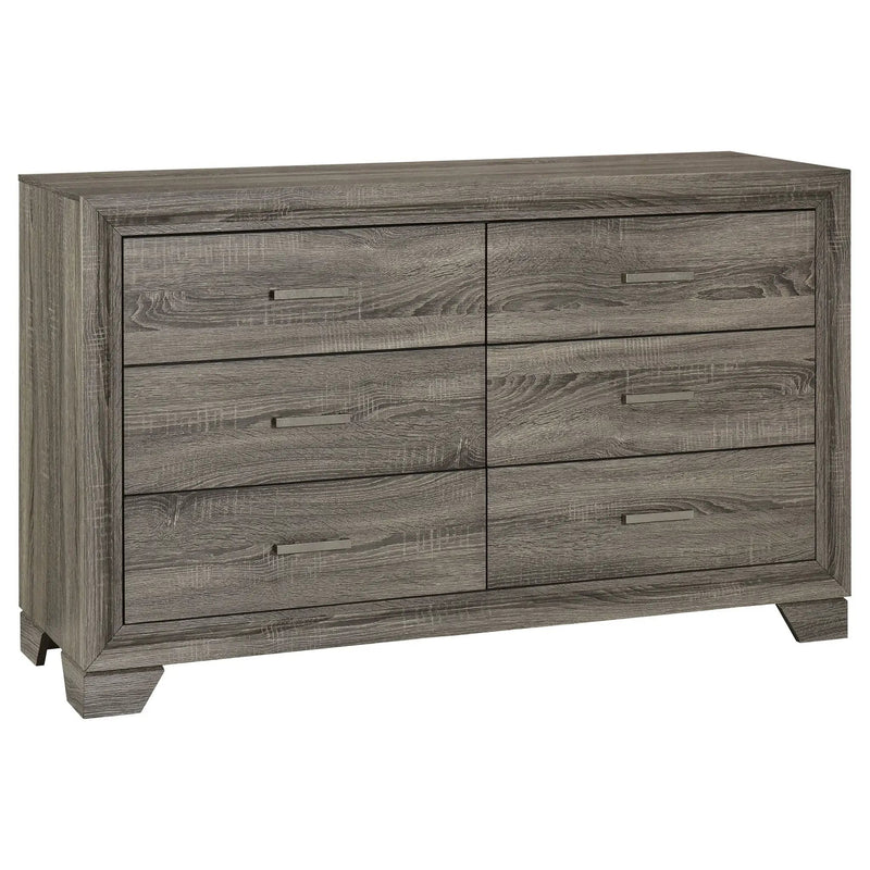 Funston - 4 Piece Queen Bedroom Set With Upholstered Headboard - Oak