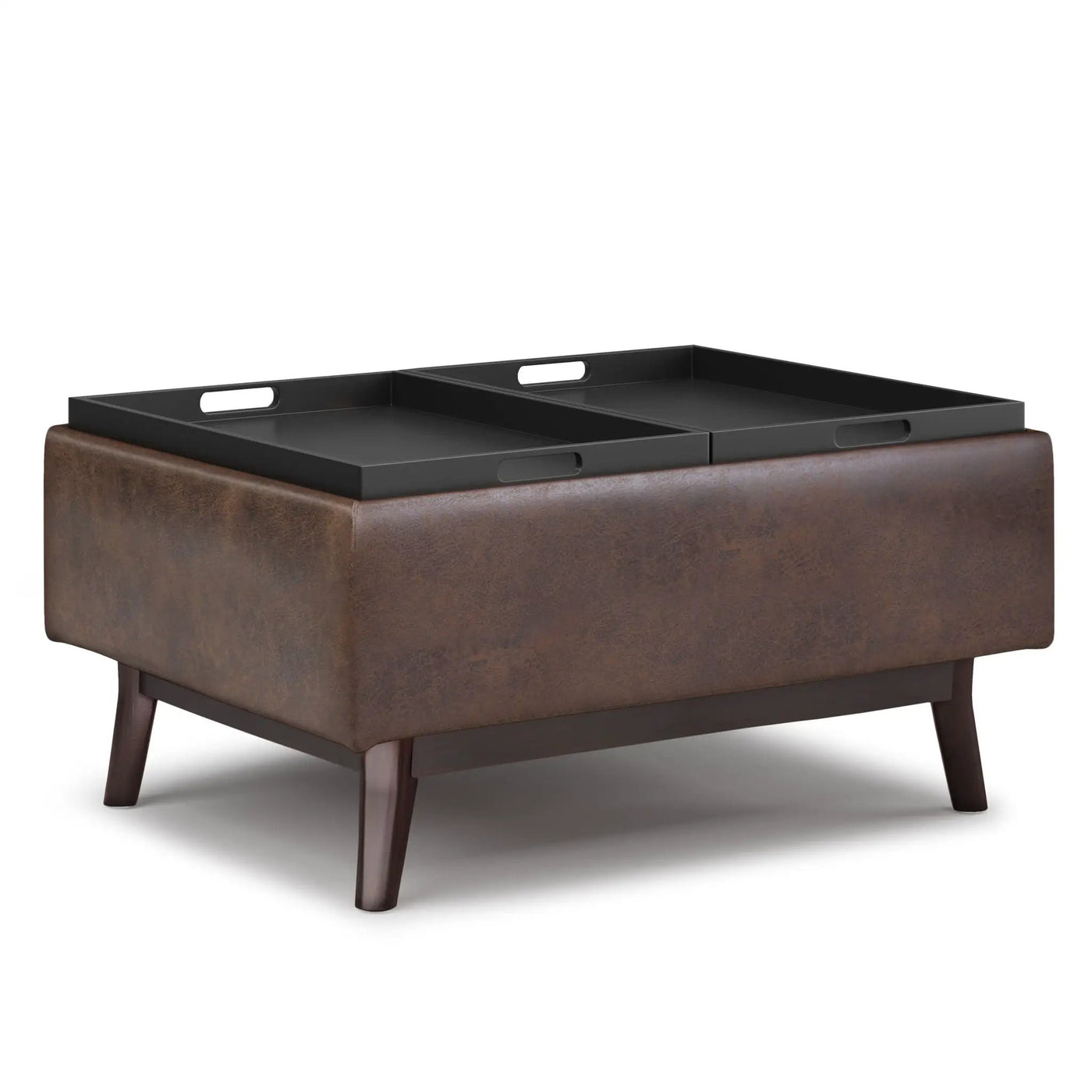 Owen - Tray Top Small Coffee Table Upholstered Storage Ottoman by HouseOfZazla