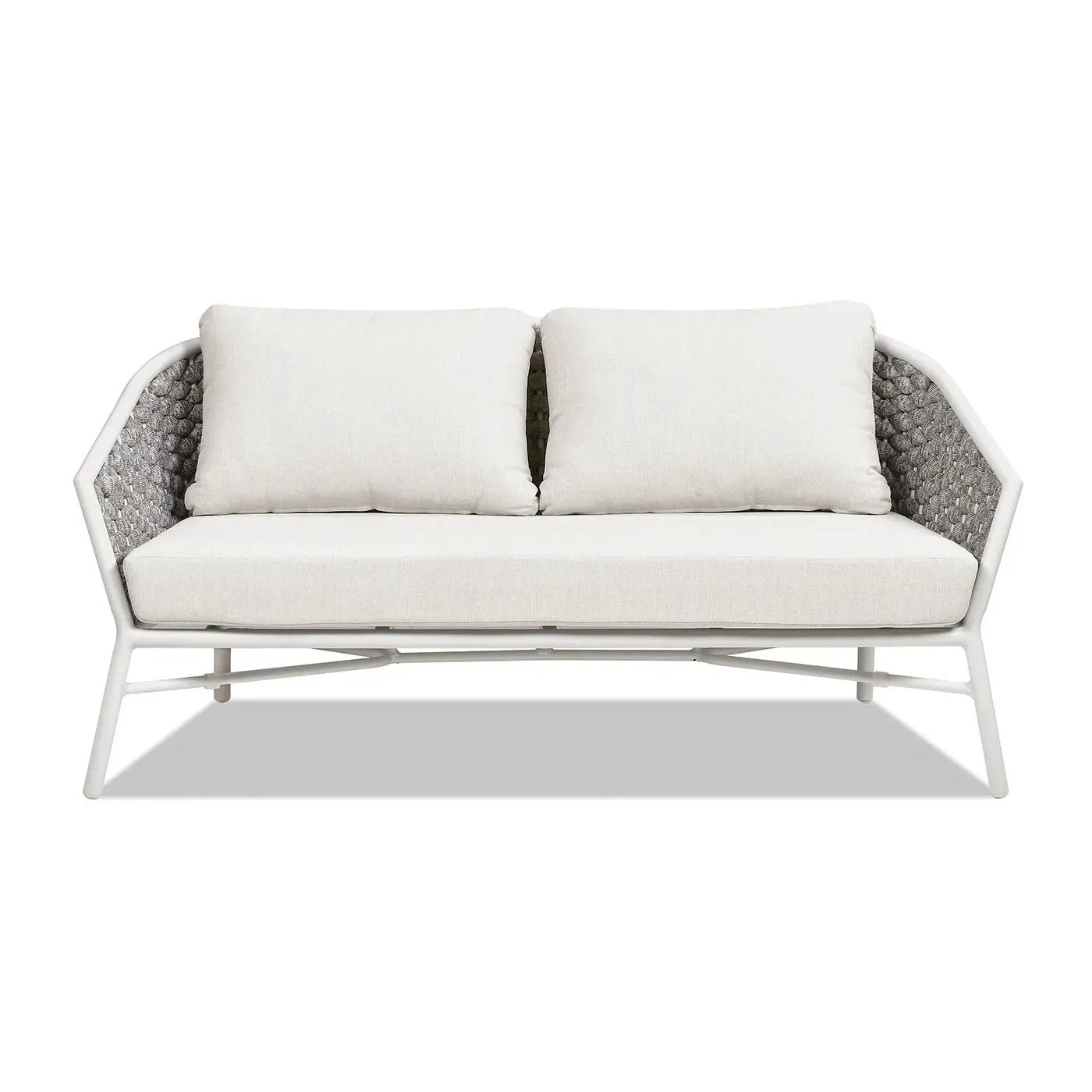 Rowan - Rope Barrel Back Patio Conversation Loveseat Sofa - Optic White by Unique Piece Furniture