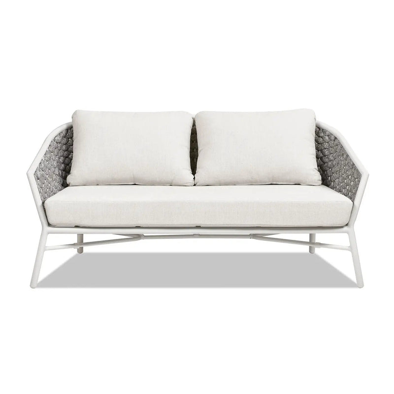 Rowan - Rope Barrel Back Patio Conversation Loveseat Sofa - Optic White by HouseOfZazla