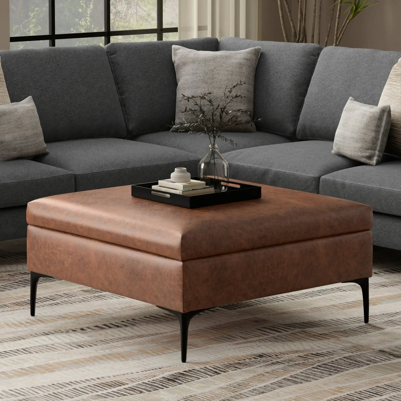 Rebecca - Multifunctional Coffee Table Storage Ottoman With Lift Up Lid by Unique Piece Furniture