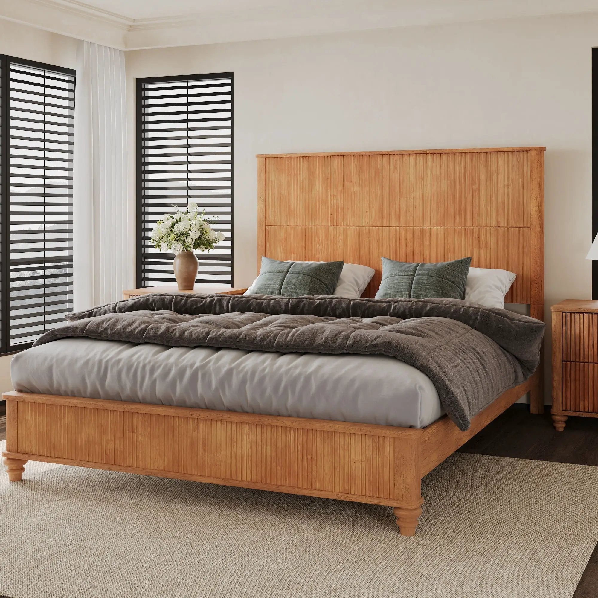Platform Bed Frame With Tall Headboard by HouseOfZazla
