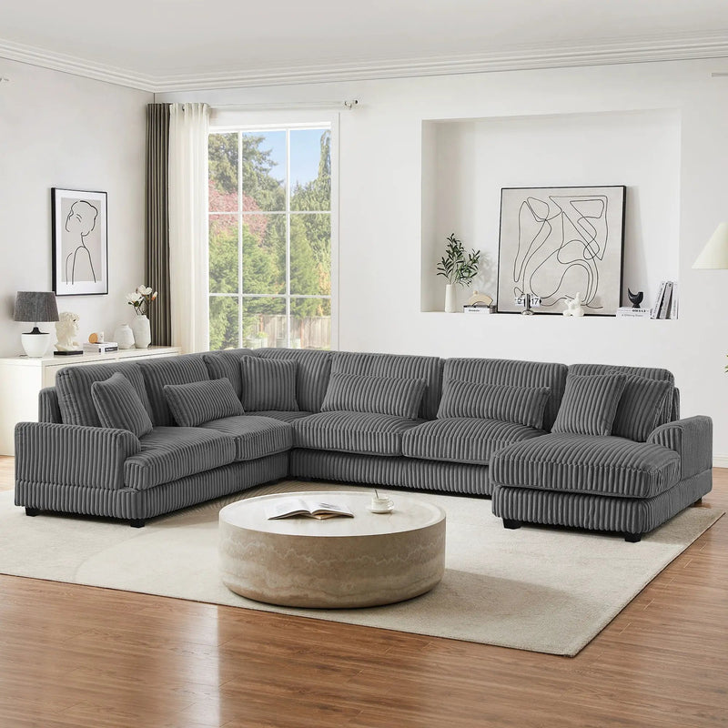 Oversized Sectional Sofa U - Shaped Sofa Couch Modern Sofa Upholstered In Soft With A Chaise Lounge For Living Room by HouseOfZazla