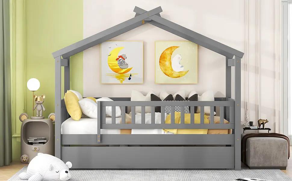 Creativity House Bed With Twin Size Trundle by HouseOfZazla